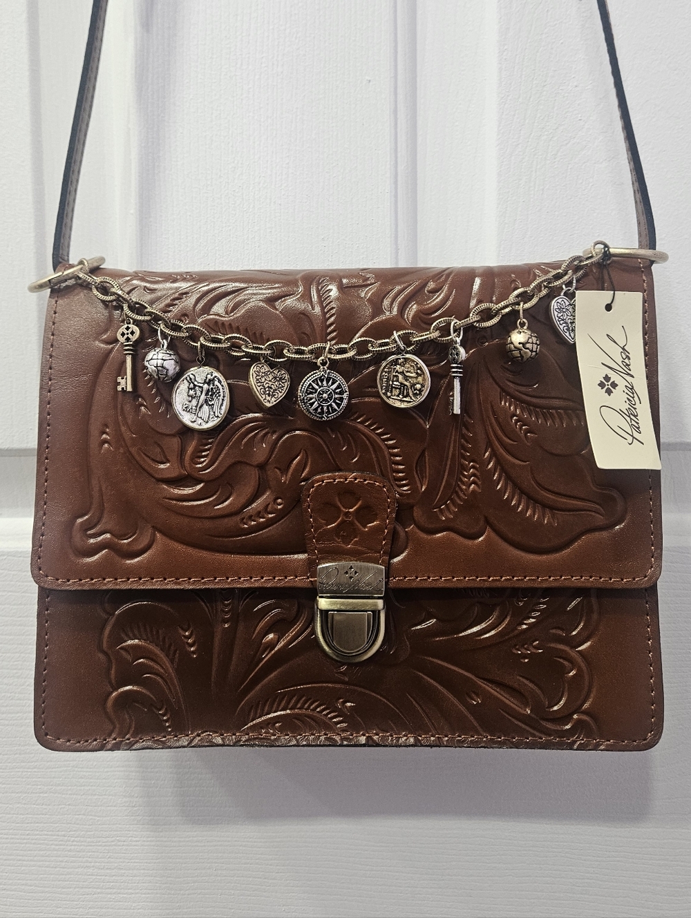 Patricia Nash Lanza Tooled Florence Leather Crossbody Bag
